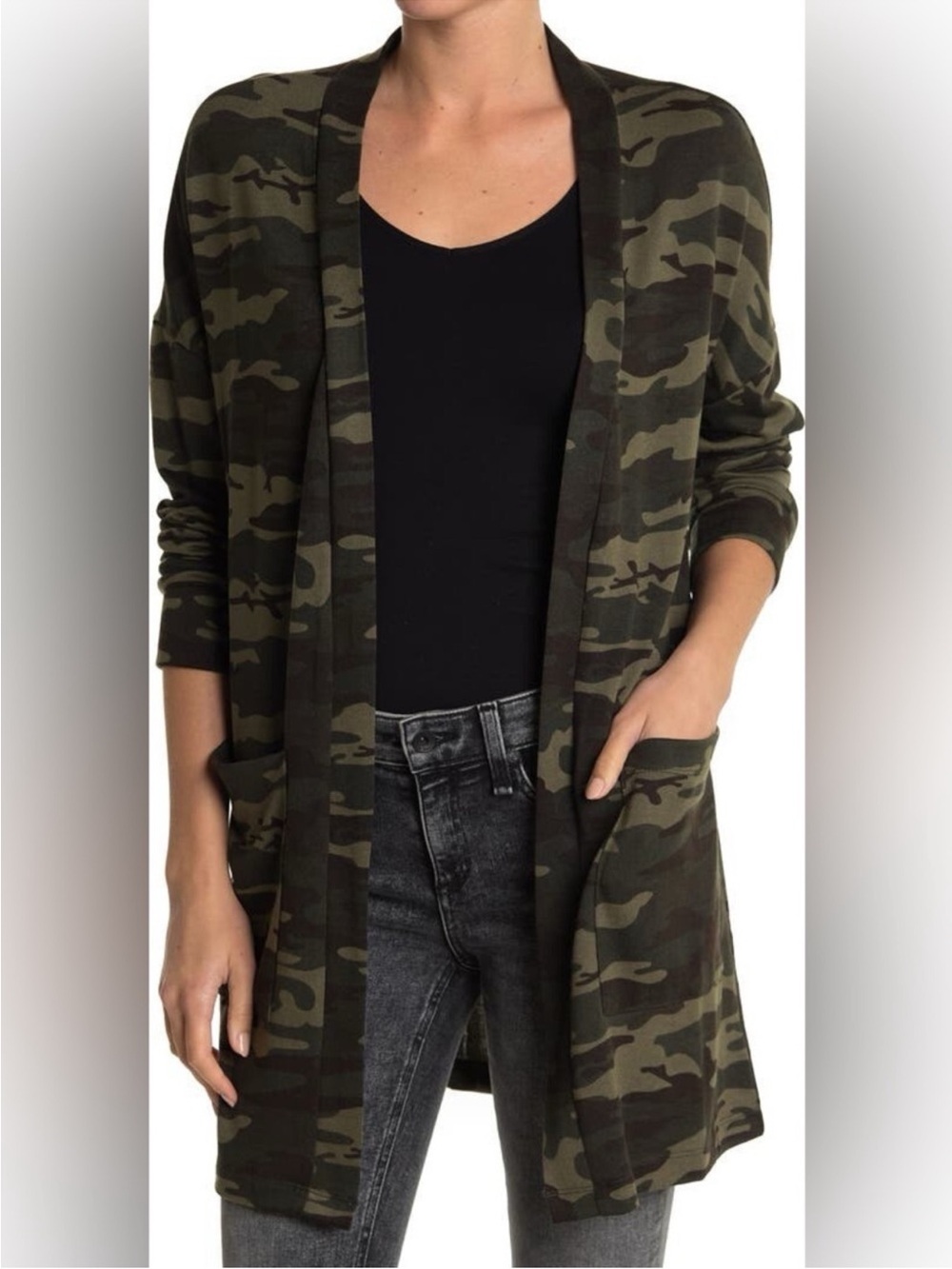 Sanctuary Camo Print Long Sleeve Cardigan -Size XS